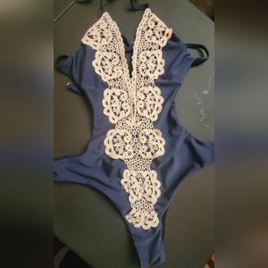 Blue lace bathing suit
